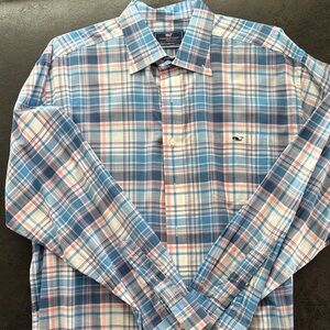Vineyard Vines Blue and Pink Plaid Shirt
